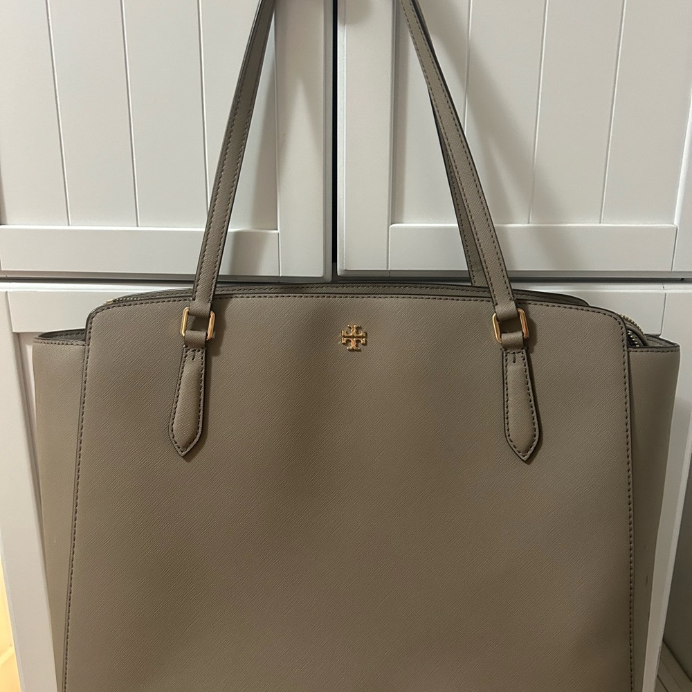 Tory Burch Gray Leather Tote